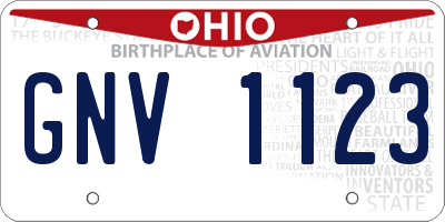 OH license plate GNV1123