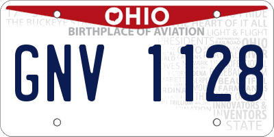 OH license plate GNV1128
