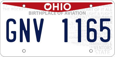 OH license plate GNV1165