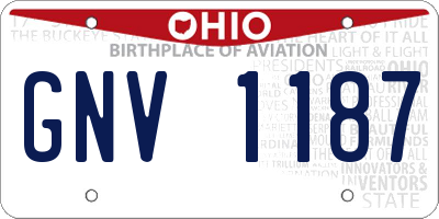 OH license plate GNV1187