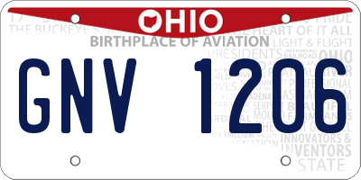 OH license plate GNV1206