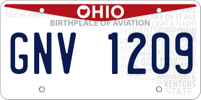 OH license plate GNV1209