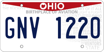 OH license plate GNV1220