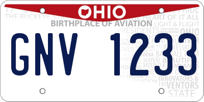 OH license plate GNV1233