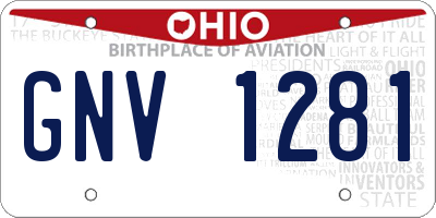 OH license plate GNV1281