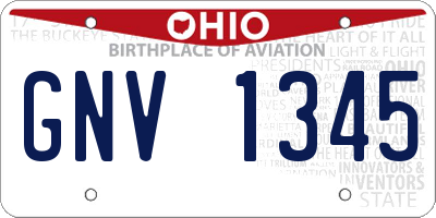 OH license plate GNV1345