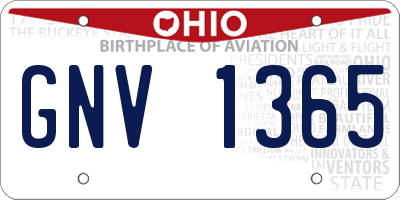 OH license plate GNV1365