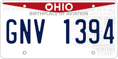 OH license plate GNV1394
