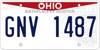 OH license plate GNV1487
