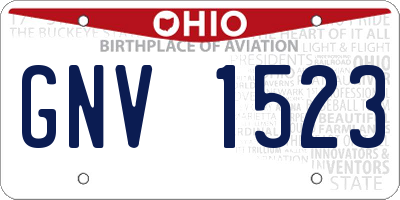 OH license plate GNV1523