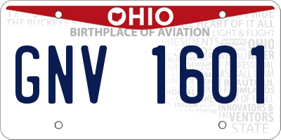 OH license plate GNV1601