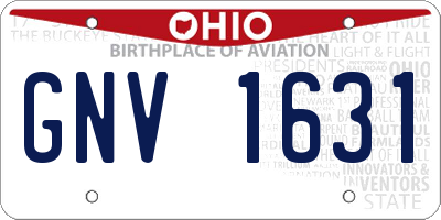 OH license plate GNV1631