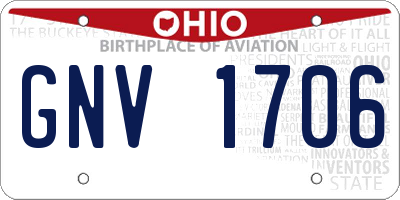 OH license plate GNV1706