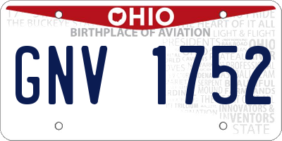 OH license plate GNV1752