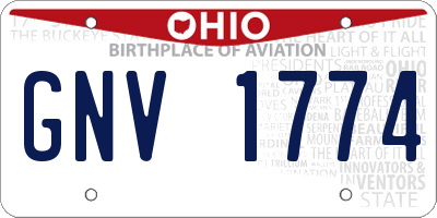 OH license plate GNV1774
