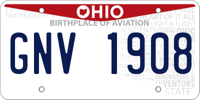 OH license plate GNV1908