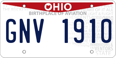 OH license plate GNV1910