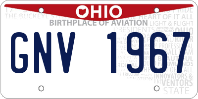 OH license plate GNV1967