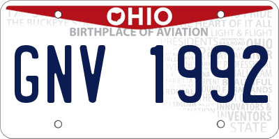 OH license plate GNV1992