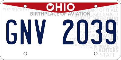 OH license plate GNV2039