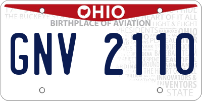 OH license plate GNV2110