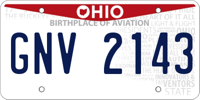 OH license plate GNV2143
