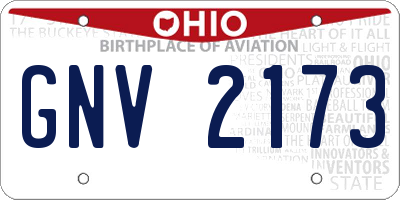 OH license plate GNV2173