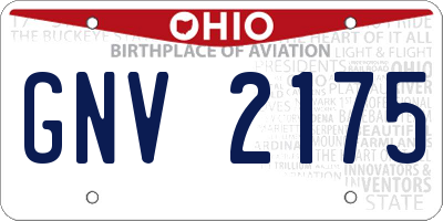 OH license plate GNV2175