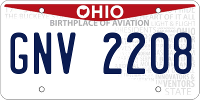 OH license plate GNV2208