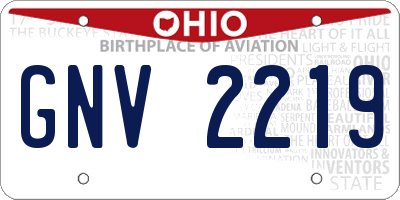 OH license plate GNV2219