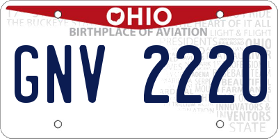 OH license plate GNV2220