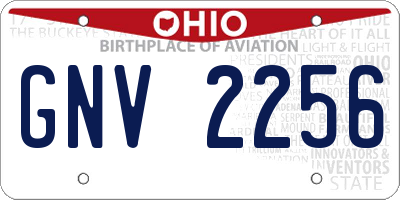 OH license plate GNV2256