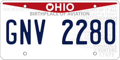 OH license plate GNV2280