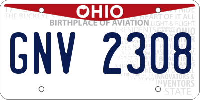 OH license plate GNV2308