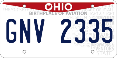 OH license plate GNV2335