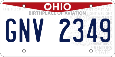 OH license plate GNV2349