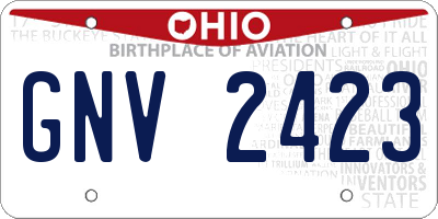 OH license plate GNV2423