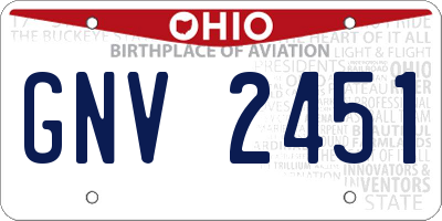 OH license plate GNV2451