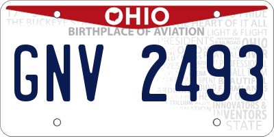 OH license plate GNV2493