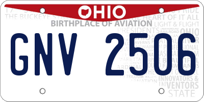 OH license plate GNV2506