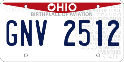 OH license plate GNV2512