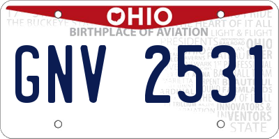 OH license plate GNV2531
