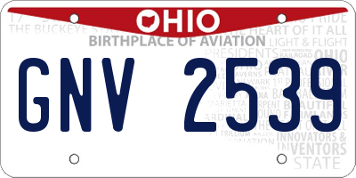 OH license plate GNV2539