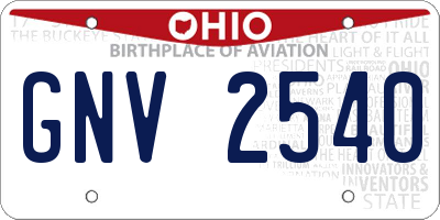 OH license plate GNV2540