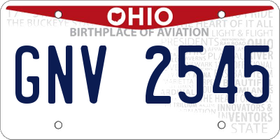 OH license plate GNV2545