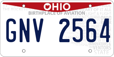 OH license plate GNV2564