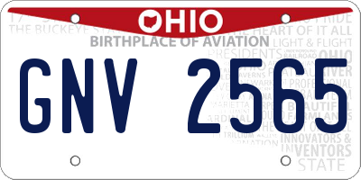 OH license plate GNV2565