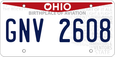 OH license plate GNV2608
