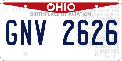 OH license plate GNV2626
