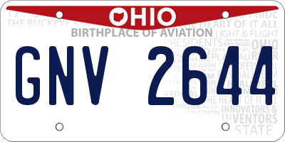 OH license plate GNV2644